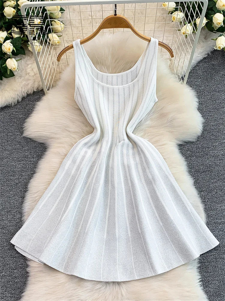 Stripe Knitting OL Dress