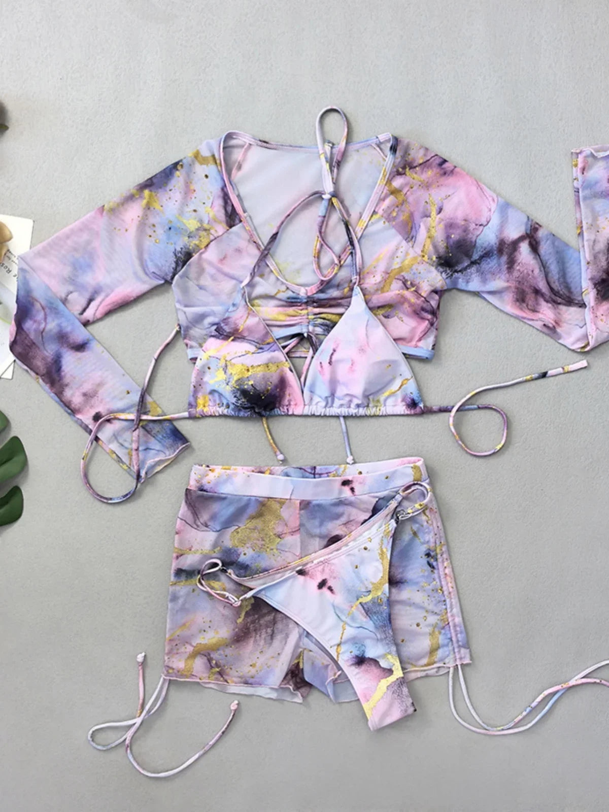 Sexy Purple Marble Print Bikini