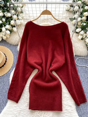Winter Sexy Beading Knitted Dress