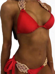 New Patchwork Halter Knitted Bikini