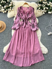 Elegant Vintage Print Dress