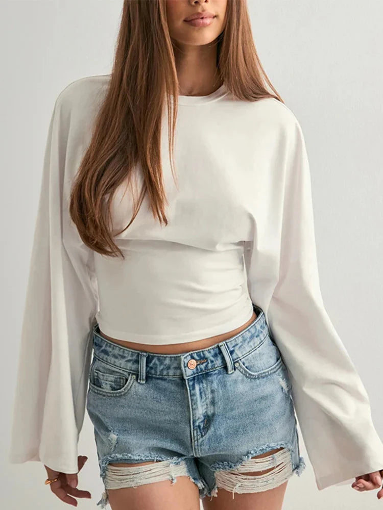 Street Sytle Flare Long Sleeve Cropped T-shirt