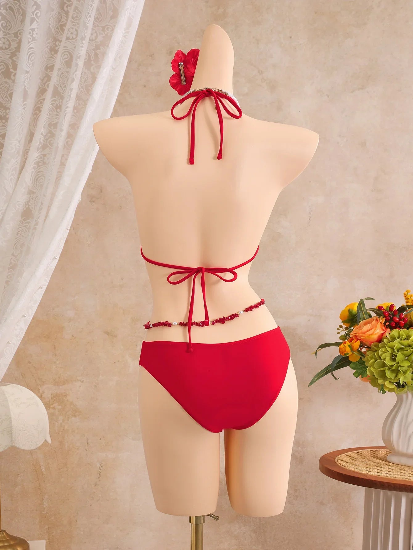 Sexy Red White Holiday Bikini Set