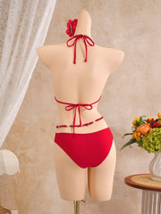 Sexy Red White Holiday Bikini Set