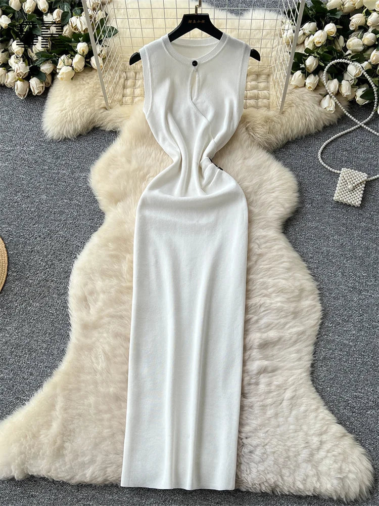 Hollow Out Knitting Long Dress