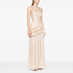 Elegant Solid Color Spliced Folds Slim Dress