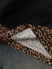 Leopard Print Asymmetric Fake Two Piece Crop T Shirt