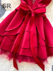 SINGREIN Mesh Splice Diamonds Dress