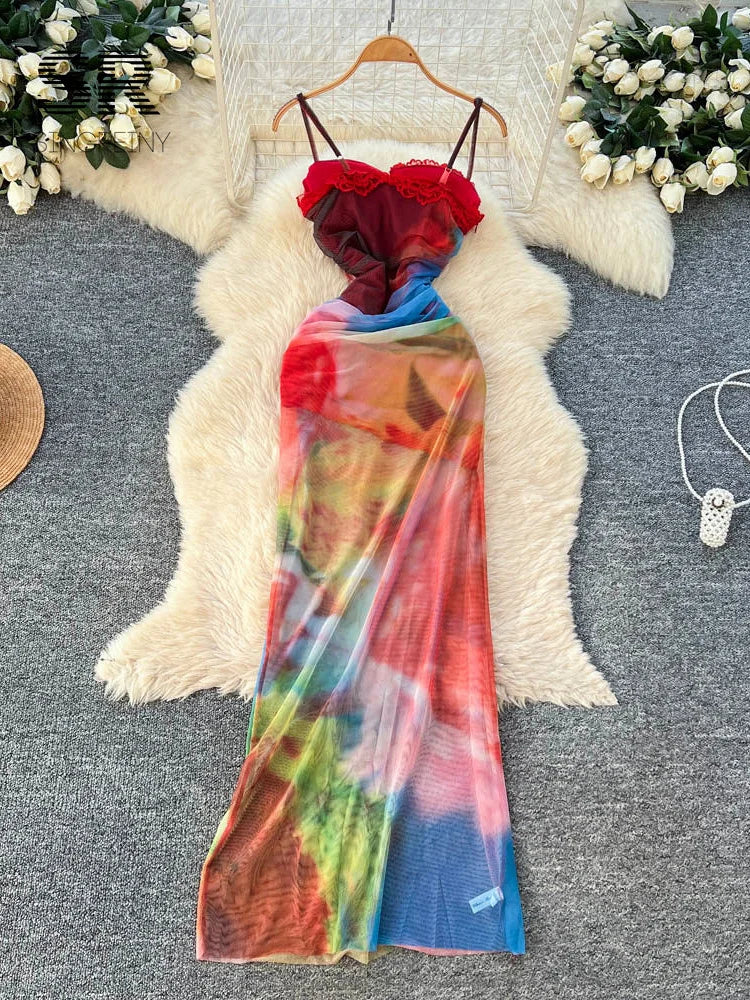 Colorful Gradient Mesh Dress