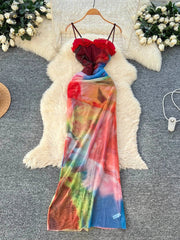 Colorful Gradient Mesh Dress