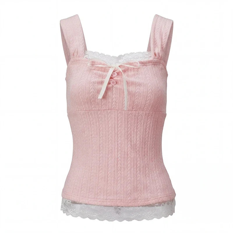 Ribbed Knit Square Neck Cami Top