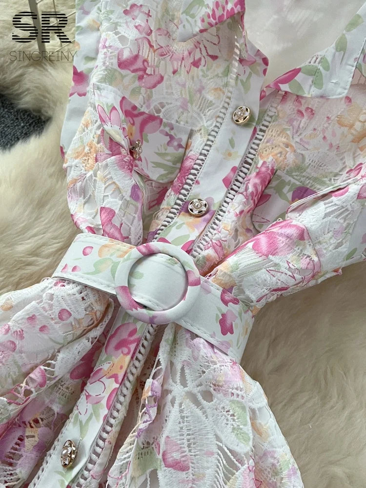 Luxury Hook Flower Hollow Dress