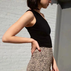 One Shoulder Cropped Tanks Top