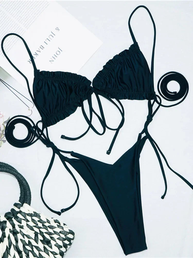 Sexy Ruffle Frilled Micro Thong Bikini