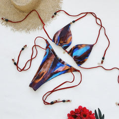 Sexy Blue Tie Dye Gradient Micro Bikini