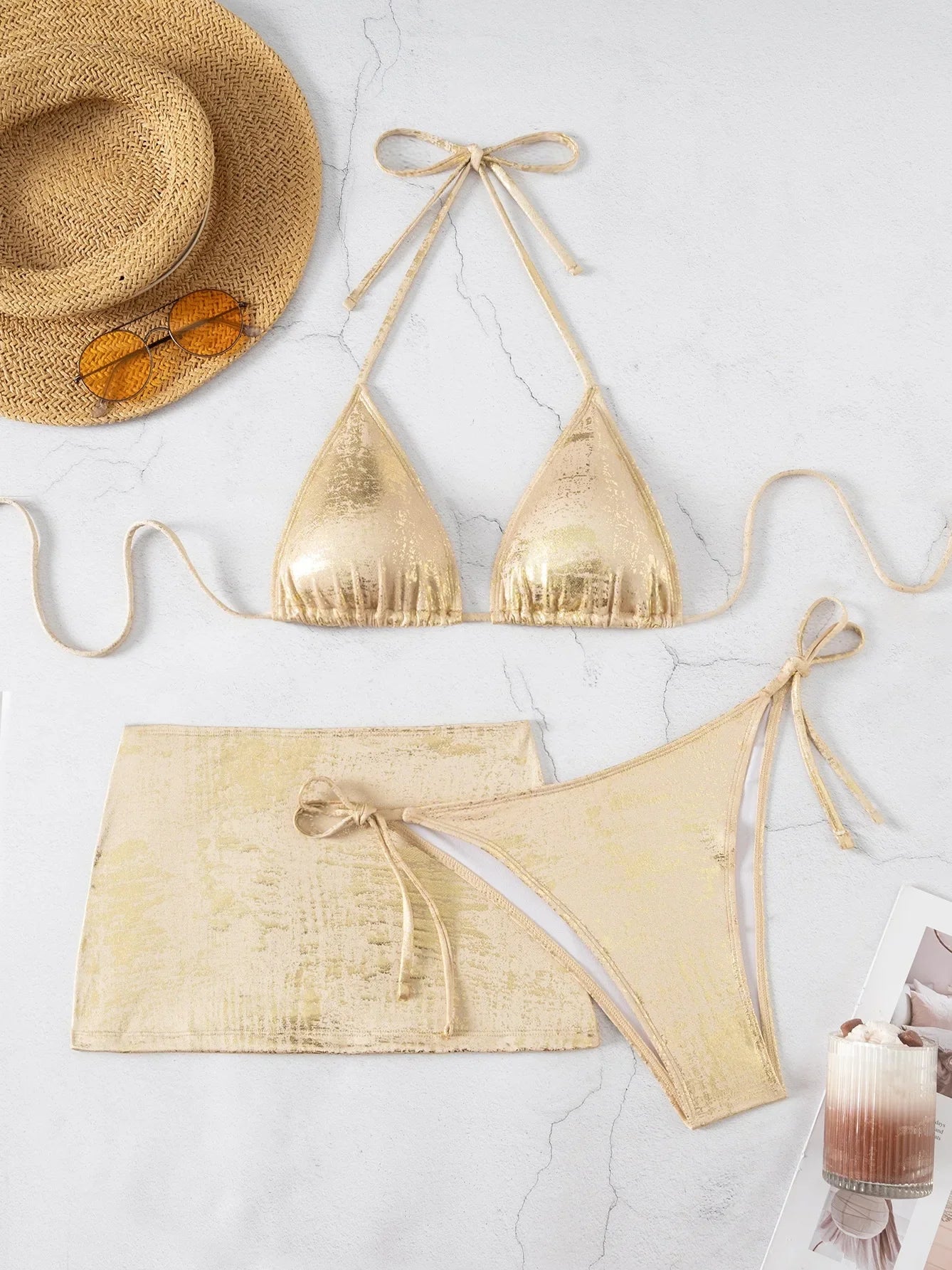 Sexy Gold Brozing Bikini Set