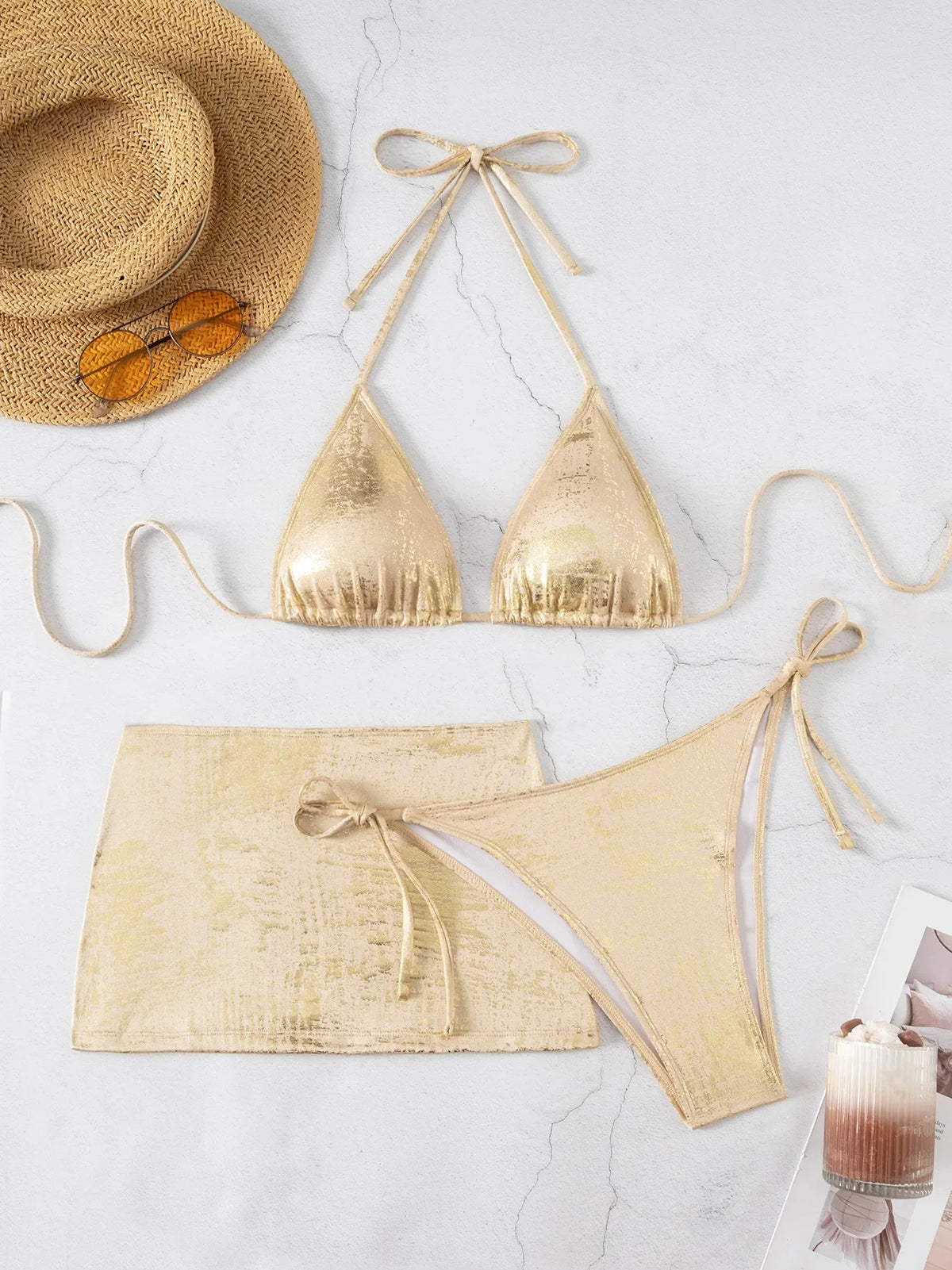 Sexy Gold Brozing Bikini Set
