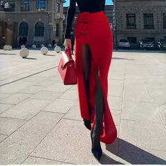 Red Big Flower Party Long Skirt Sexy Hollow Out Evening Dress