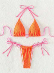 Contrast Ring Linked Criss Cross Micro Swimsuit