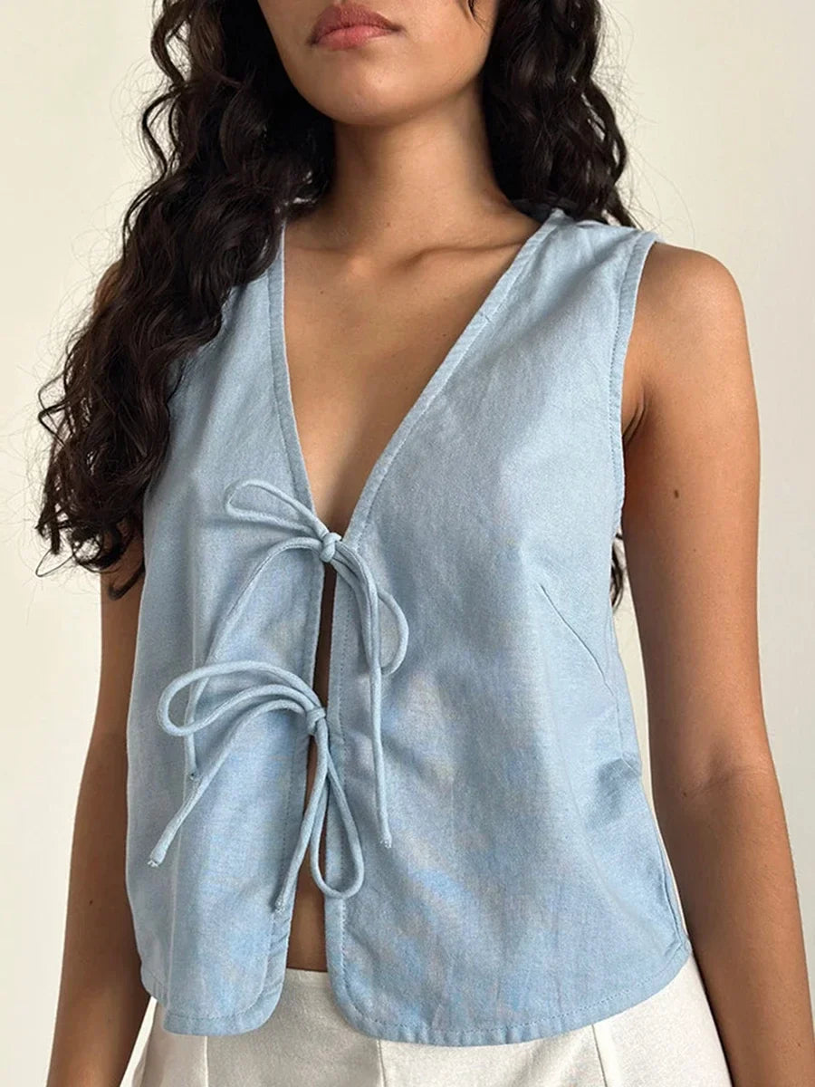 Bow Ties Sleeveless Crop Top