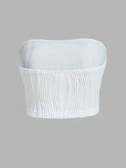 Sexy Rib Knit Strapless Crop Tube Top