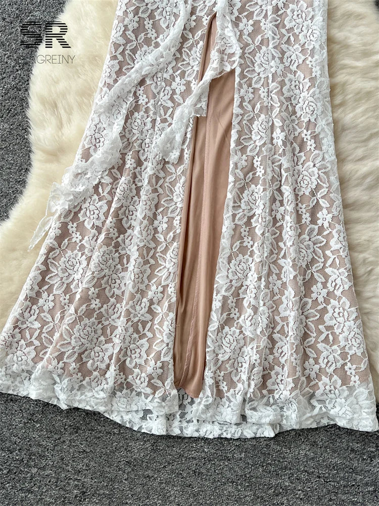 Sexy Lace Halter Long Dress
