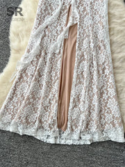 Sexy Lace Halter Long Dress