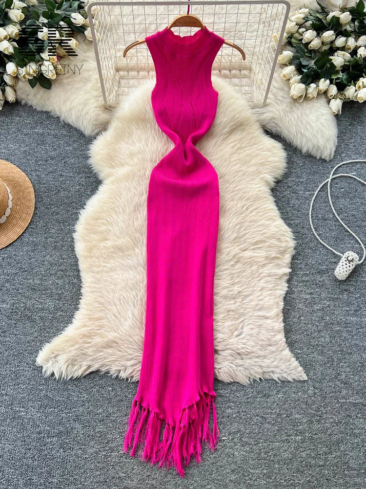 Vacation Tassel Knitted Dress