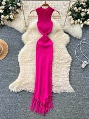 Vacation Tassel Knitted Dress