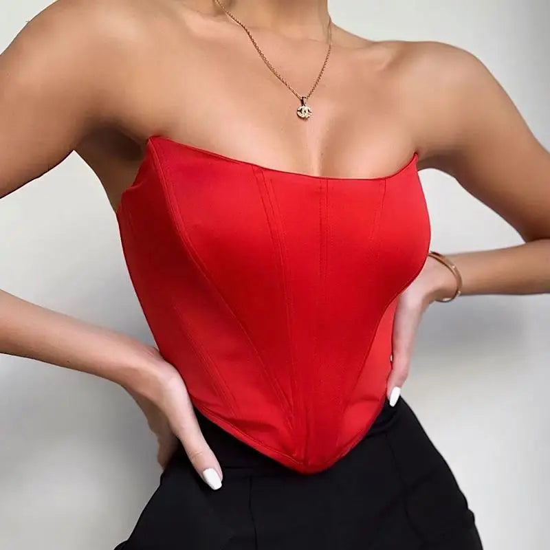 Sleeveless Off Shoulder Velvet Sexy Corset Crop Tops