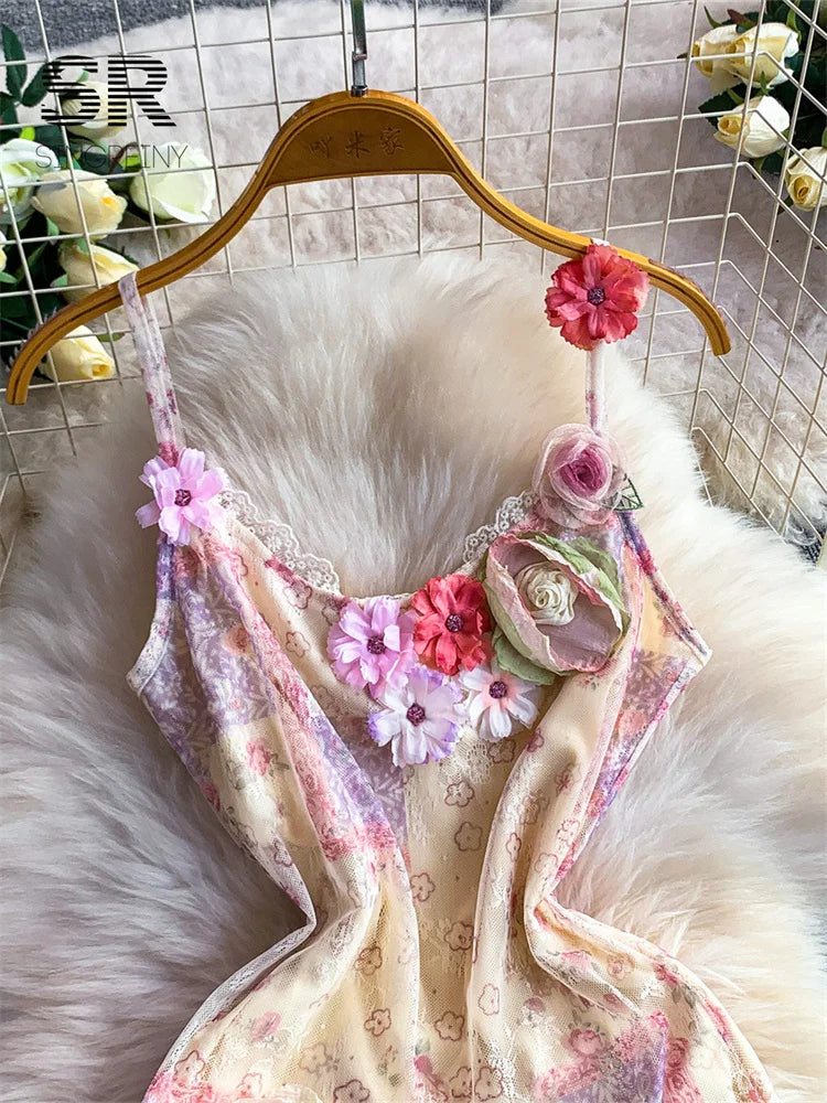 3D Floral Mesh SunDress