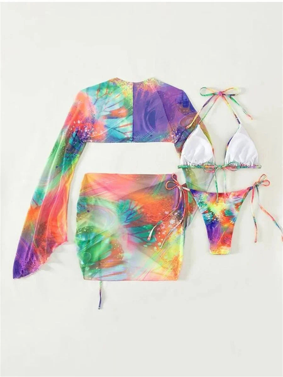 Sexy Tie Dye Gradient Bikini Set