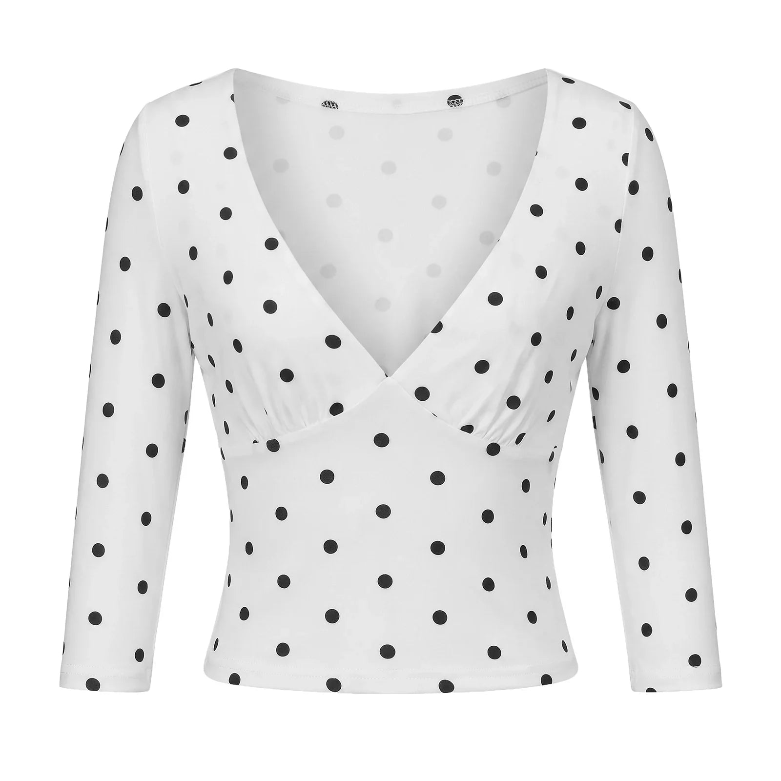 Polka Dot Deep V Neck Crop Top