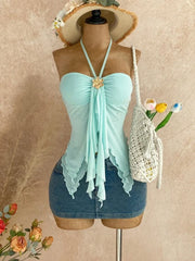 Blue Halter Neck Top
