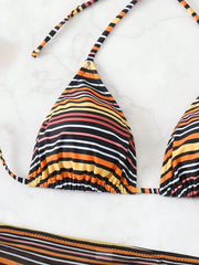 Sexy Coffee Striped Bikini Set