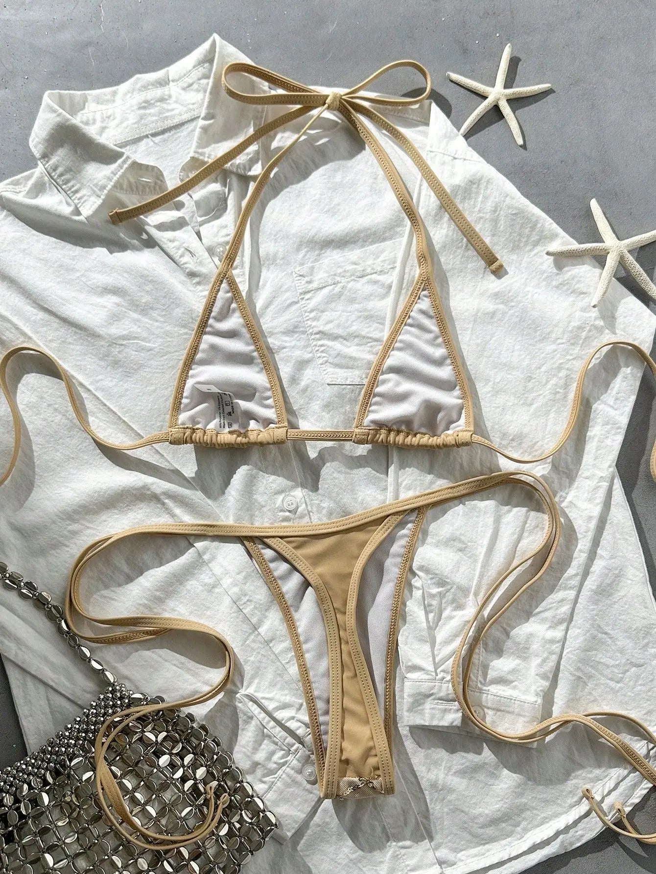 Sexy Sequin Khaki Micro Bikini