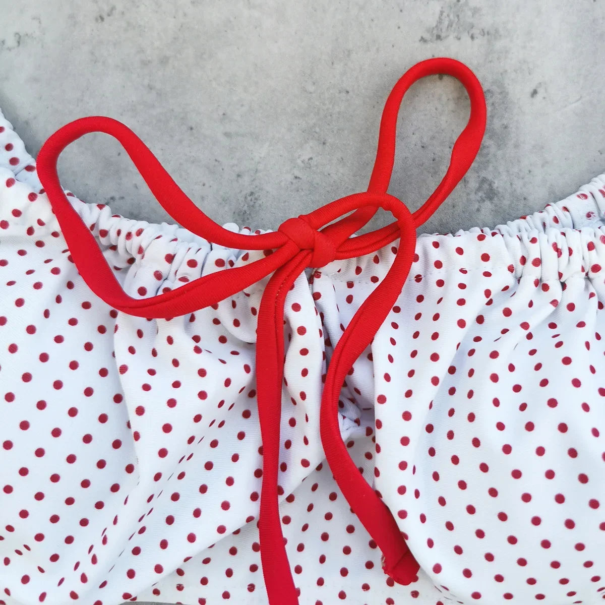 Retro Red Polka Dot Printed Bikini Set