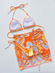 Sexy Orange Gradient 3 Piece Bikini