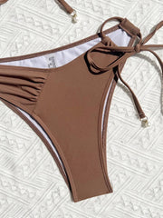 S - XL Asymmetric Wrinkled Hollow Out Bikini