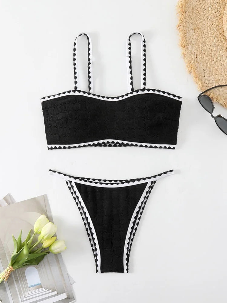 Sexy Black Patchwork Bikini Set