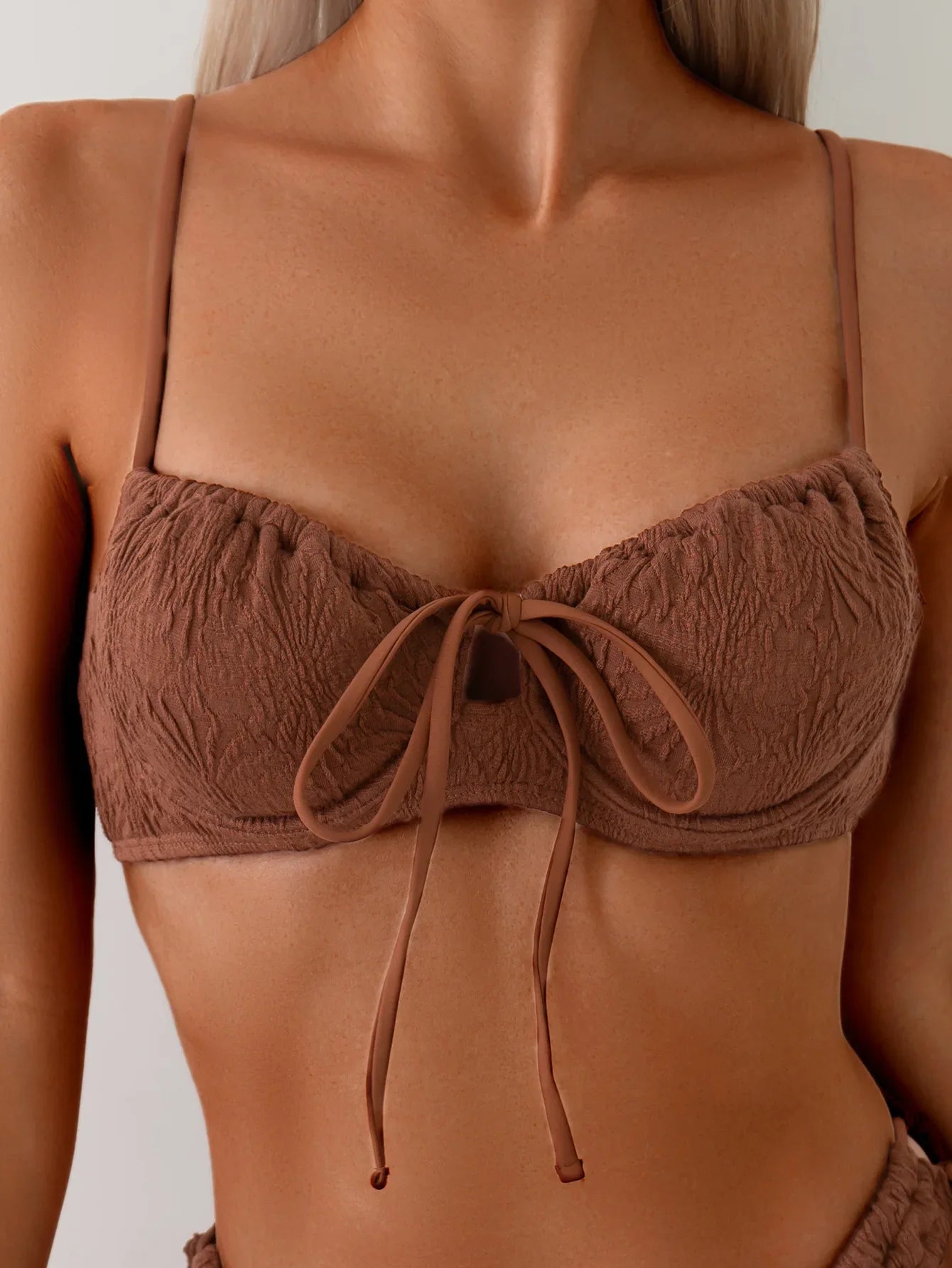 Front Tie Push Up Underwire Swimsuit