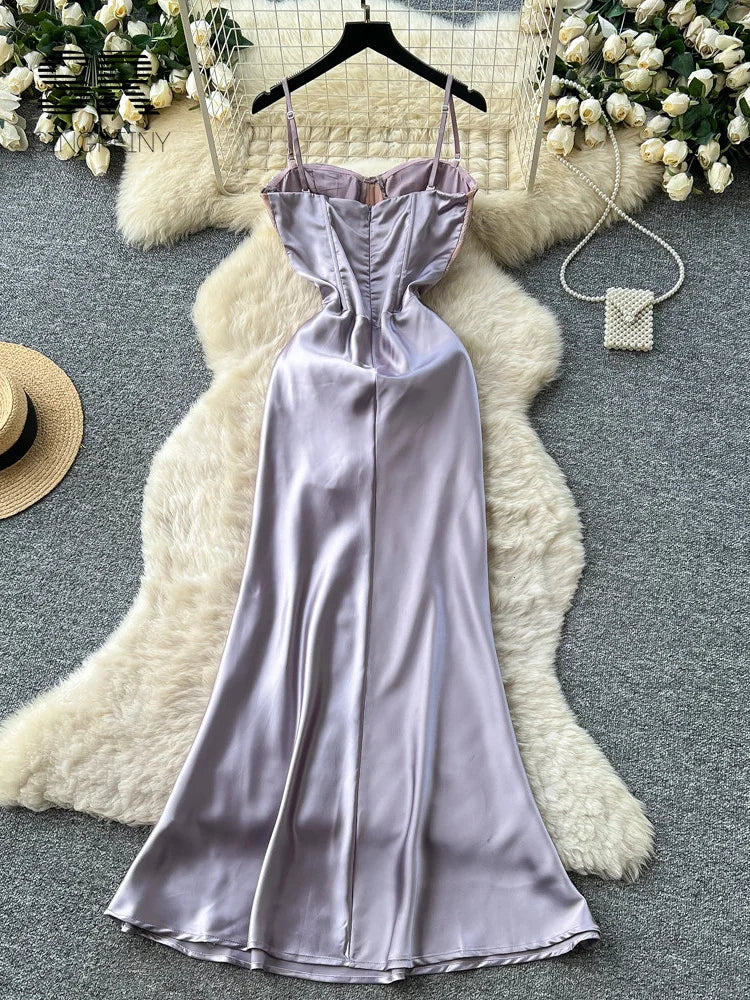 Satin Sequins Party Dress