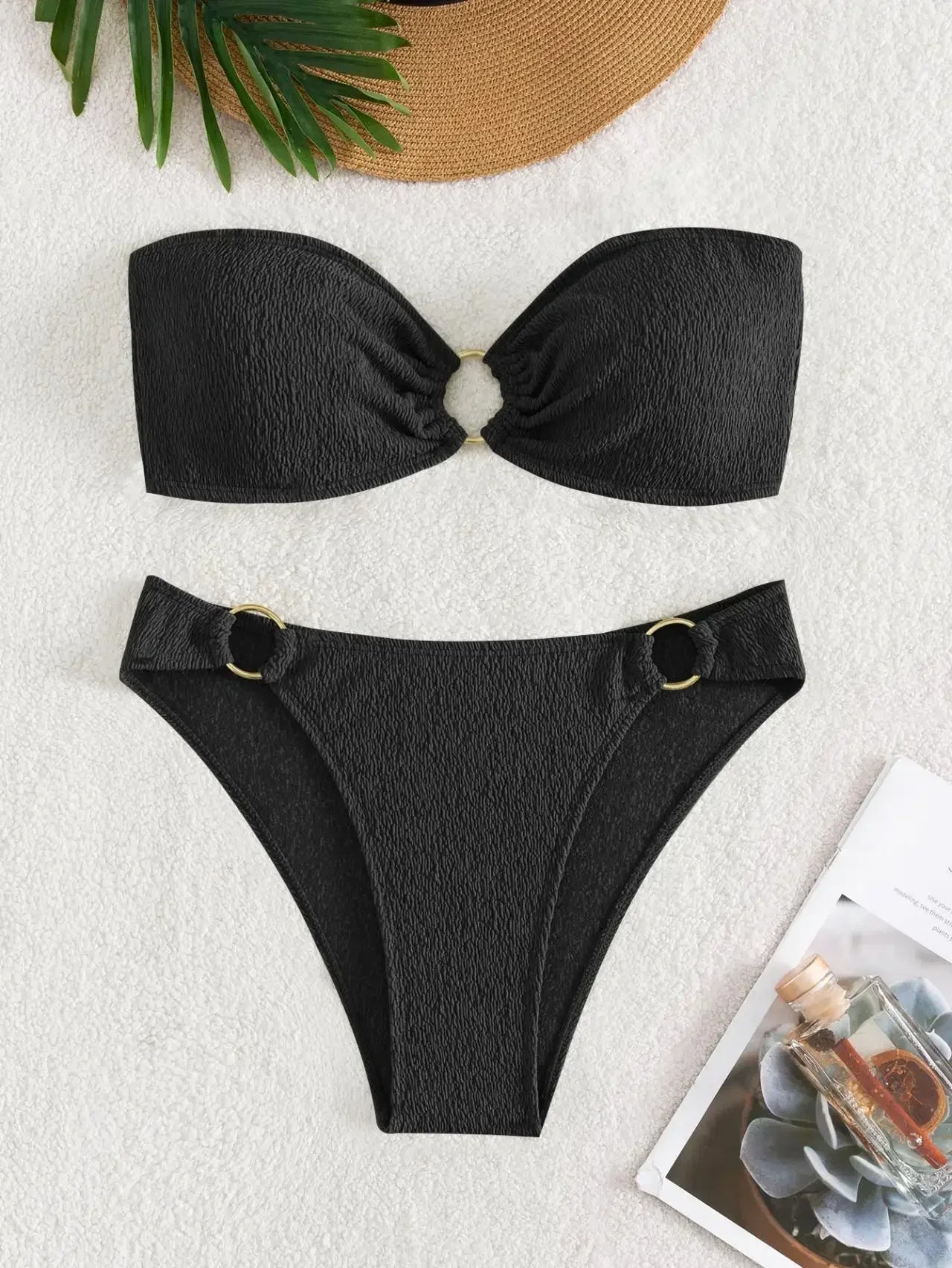 Metal Ring Linked Push Up Micro Swimsuit