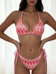 Sexy Pink Striped Bikini Set