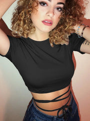 Black Short T-Shirts Sexy Crop Tops