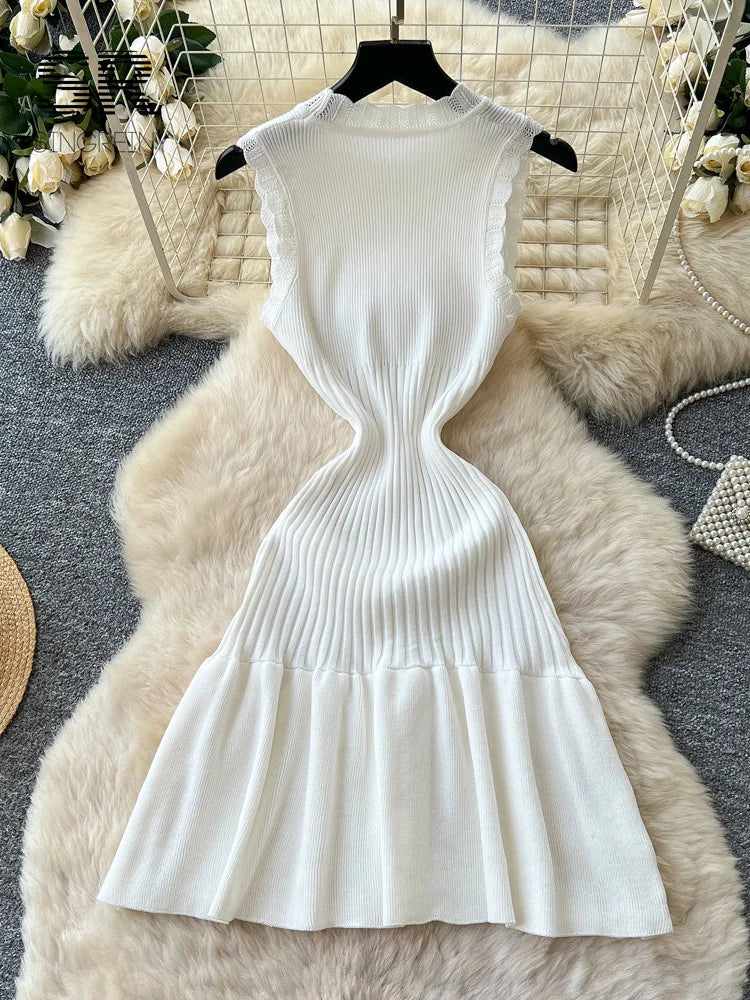 Sleeveless Knitting OL Dress