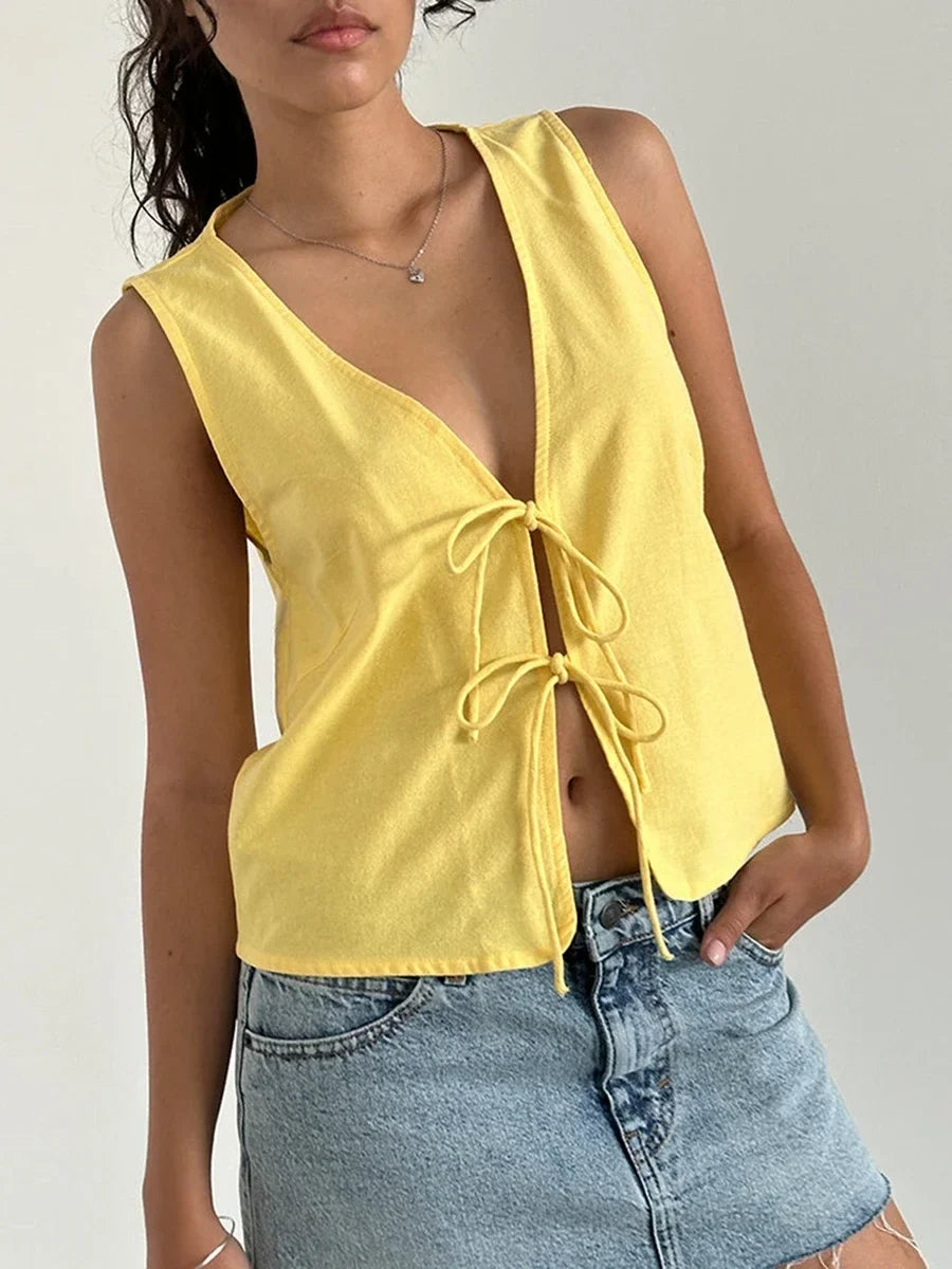 Bow Ties Sleeveless Crop Top