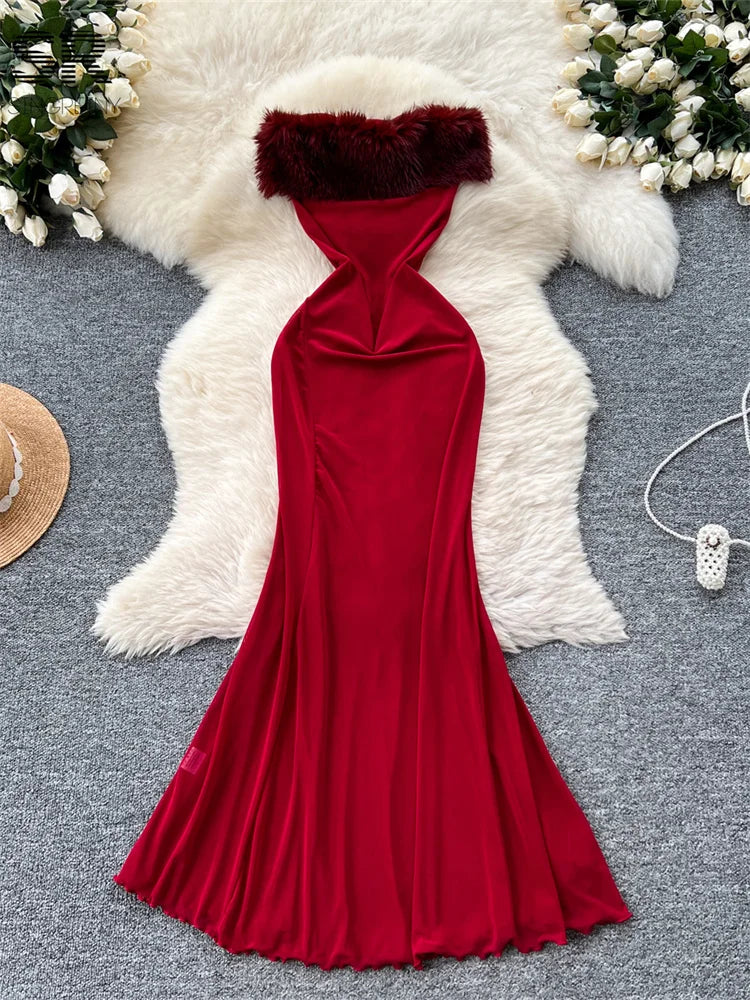 Elegant Off Shoulder Red Dress