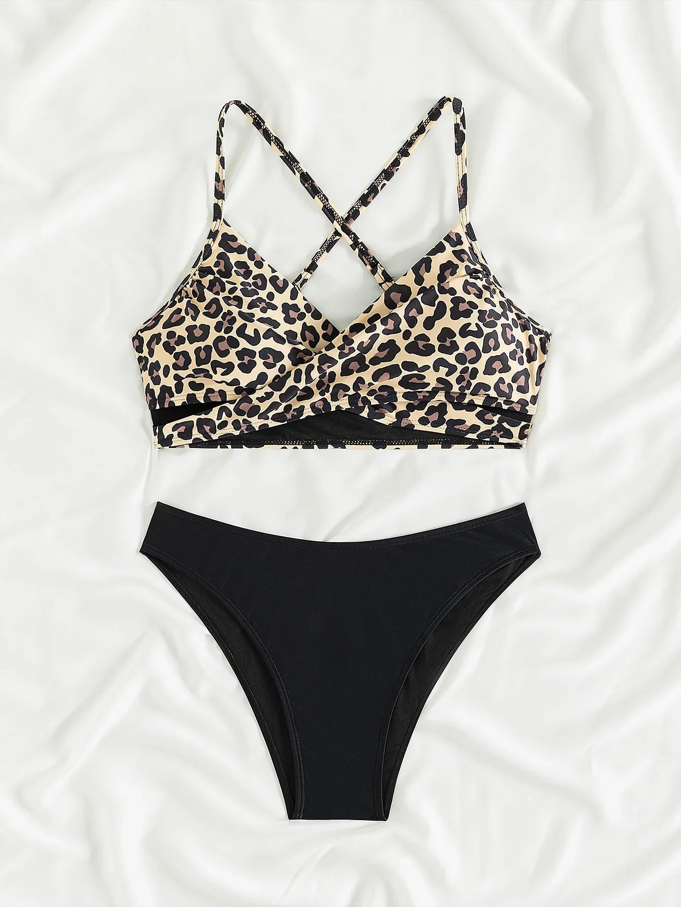 Sexy Leopard Print Cross Bikini Set
