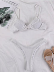 White Black Push Up Ribbed Micro Swimwear